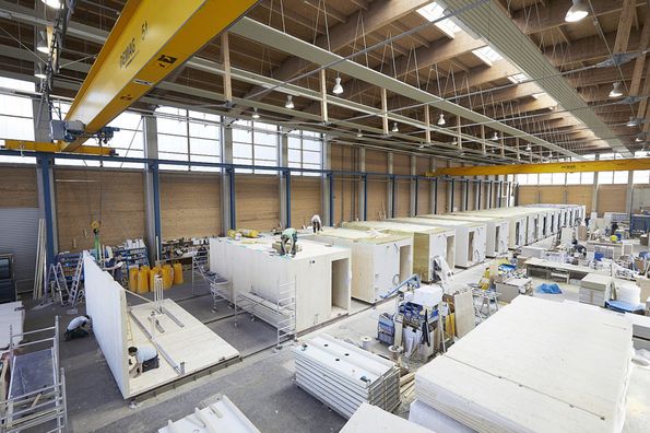 Serielles Bauen in Holzmodulbauweise. Foto: Kaufmann Bausysteme
