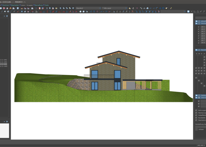 Ansicht mit Gelände, Dietrich’s Holzbau CAD/CAM Software, Dietrich's Technology, 