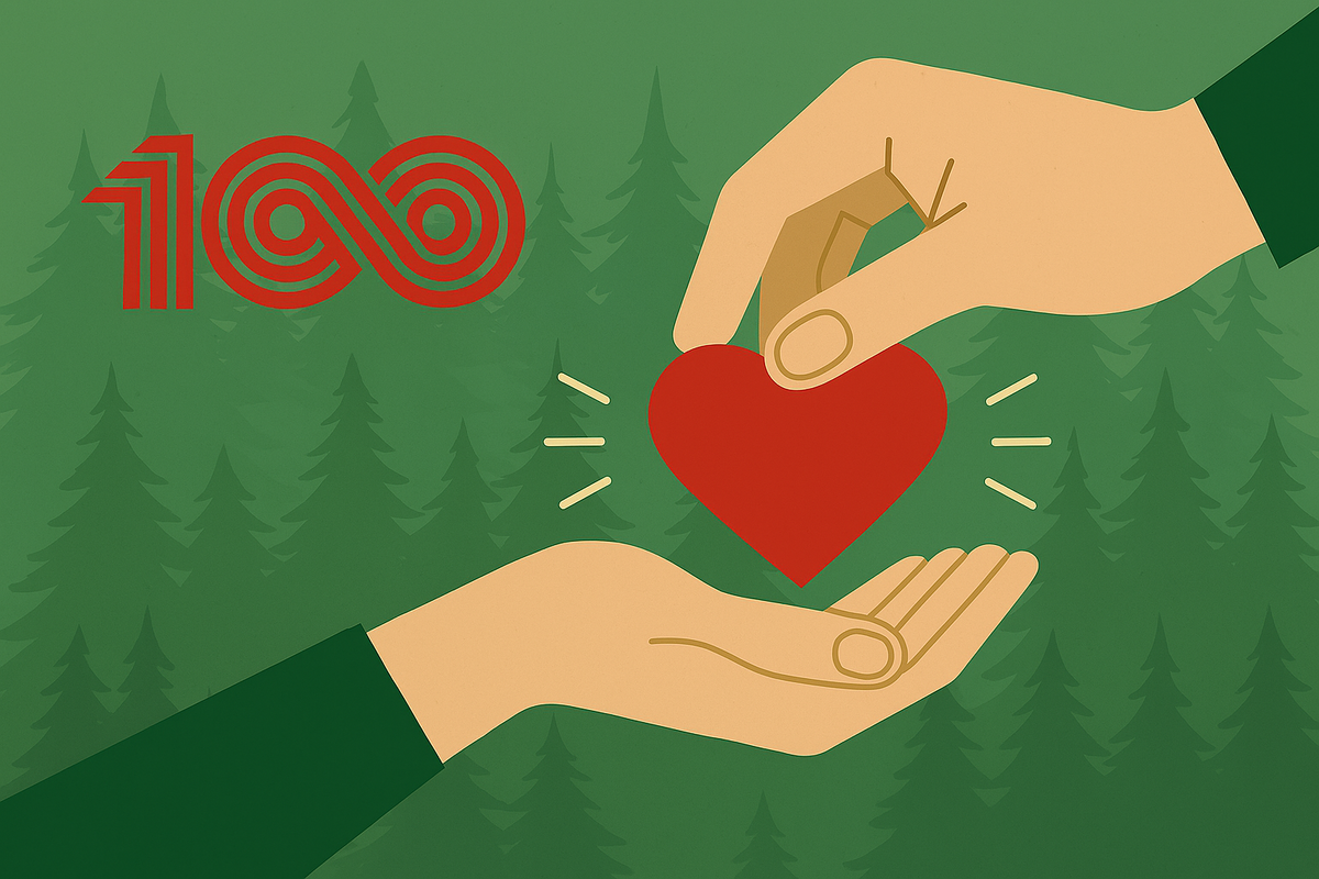 „100 gute Taten“: Eine Jubiläumsinitiative der DERIX-Gruppe zum 100jährigen Firmenjubiläum. Grafik: Derix