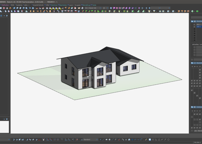 Ansichten, Schnitte, Schatten, Dietrich’s Holzbau CAD/CAM Software, Dietrich's Technology, 