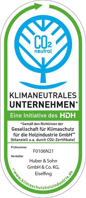 Klimaneutrales Unternehmen - Gemäß Richtlinien der Gesellschaft für Klimaschutz für die Holzindustrie GmbH
