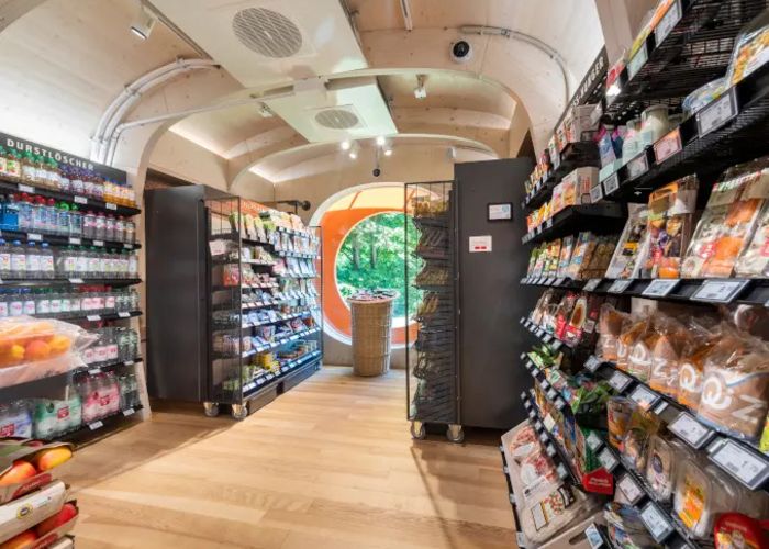 Mini-Supermarkt in mobiler Holzbauweise, HASSLACHER Gruppe