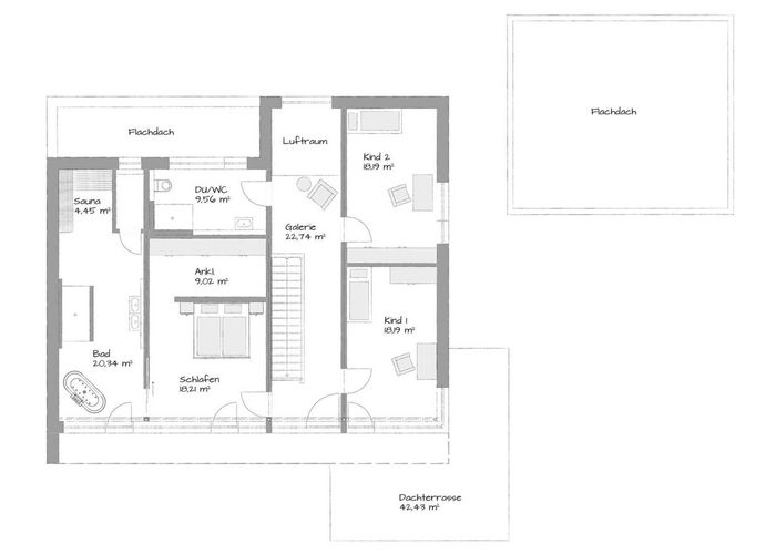 Plusenergiehaus Flachdachhaus KUBOS 1.2520, KAMPA Fertighäuser