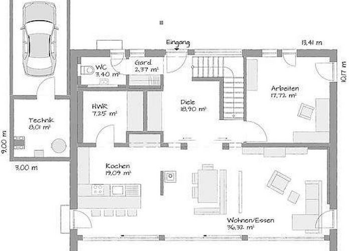 Flachdachhaus KUBOS 1.2000, KAMPA Fertighäuser