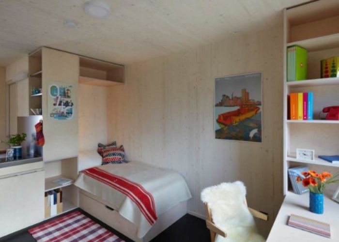 Studentenwohnheim „Woodie“ in Hamburg, Kaufmann Bausysteme