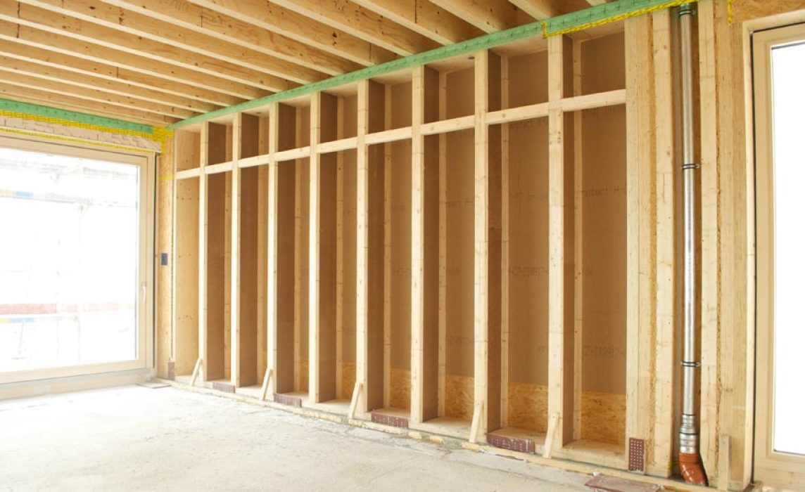 Holzrahmenbau, Holzständerbauweise. Foto: Steico