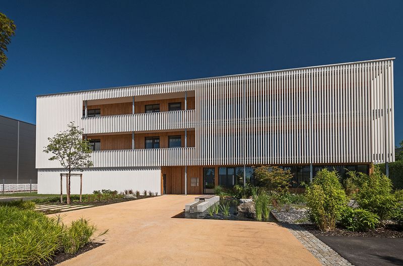 CO2-neutrale Bürogebäude in umweltbewusster Holzbauweise. Foto: Gumpp & Maier GmbH
